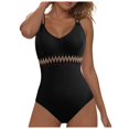 thumbnail image 3 of Yindaity One Piece Swimsuit Women Womens Sexy One Piece Swimsuit Backless Bikini Swimsuits Scoop Neck Cheeky Bathing Suit (Black,S), 3 of 6