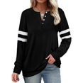 thumbnail image 1 of Womens Casual Sweatshirts Color Block Long Sleeve Sweaters Buttons Henley, 1 of 5
