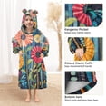thumbnail image 3 of FORMRS Wearable Blanket Hoodie with Sleeves for Kids Cozy Flannel Sweatshirt, Orange Colorful Flowers, 3 of 7