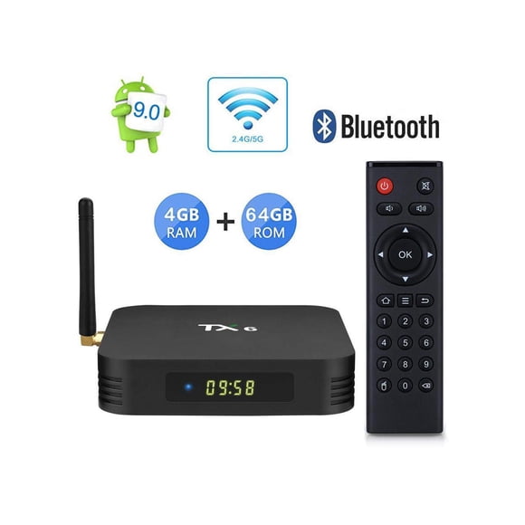 Android 9.0 TV Box Android Box 4GB DDR3 64GB ROM BT5.0 Dual WiFi 2.4Ghz + 5Ghz Quad Core 1080p 4K HDR Smart TV Media Box