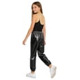 thumbnail image 2 of TSSOE Girls 2Pcs Dance Outfits Sleeveless Sheer Mesh Patchwork Leotard and Pants Set for Ice Skating Gymnastics Gold&Black 16, 2 of 5