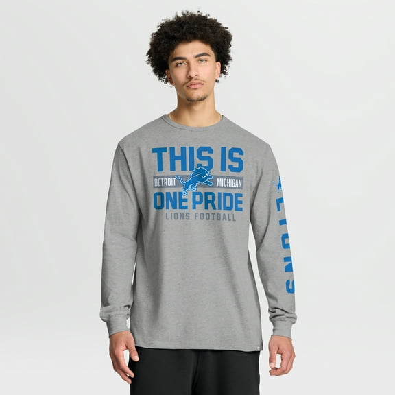 Men's Fanatics Heather Gray Detroit Lions Hometown Sweep Legacy Long Sleeve T-Shirt