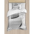 thumbnail image 3 of Spires Duvet Cover Set Queen Size, Shell Shaped Form with Chamber Arranged in Geometric Abstract Spirals Macro Model Image, Decorative 3 Piece Bedding Set with 2 Pillow Shams, White, by Ambesonne, 3 of 3