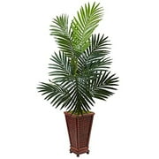 4.5" Kentia Palm Artificial Tree in Decorative Wood Planter