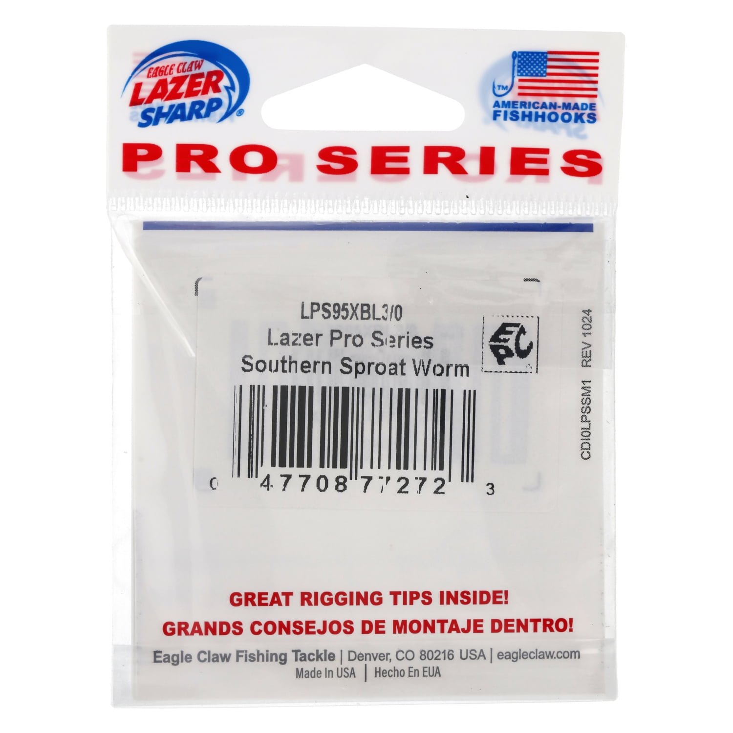 Lazer Sharp LPS095XBL3/0 Sproat Worm Hook, Black, Size 3/0
