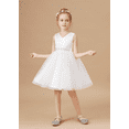 thumbnail image 3 of Knee Length Flower Girl Dresses V Neck Tulle Layers Birthday Party Dress Lace Princess Pageant Dress for Girls ( 2 -3Years）, 3 of 10