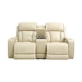 thumbnail image 3 of Recliner Loveseat with LED Lights, Living Room Furniture Breathing Power Leather Sofa with Storage Console/Cup Holders, 3 of 11