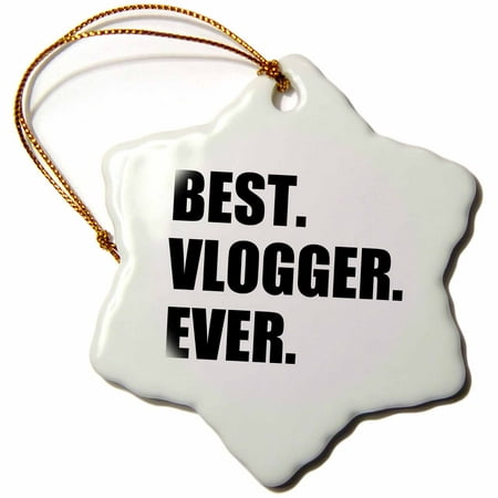 3dRose Best Vlogger Ever fun job pride gift for worlds greatest vlogging work, Snowflake Ornament, Porcelain,
