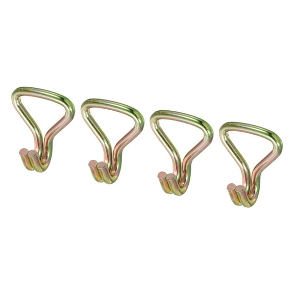 Ratchet Double J Strap Hook Load 6613 Lbs Zinc Color for 2" Tie Down Strap Webbing, 4 Pack