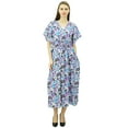 thumbnail image 5 of Phagun Womens Cotton Kaftan Floral Printed Midi Caftan Nightwear Coverup Gown Dress, 5 of 8