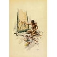 thumbnail image 2 of Fisher, Harrison 23x32 Black Ornate Wood Framed with Double Matting Museum Art Print Titled - Indian painting from The Song of Hiawatha 1906, 2 of 4