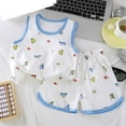 thumbnail image 2 of felwors Toddler Baby Boy Summer Loungewear Pajamas Set for Little Boys 2-Piece Adorable Cartoon Tank Top & Casual Shorts Kids Sleepwear(Z03-Sky Blue,3-4 Years), 2 of 3