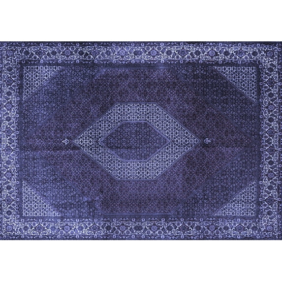 Ahgly Company Indoor Rectangle Medallion Blue Traditional Area Rugs, 2' x 5'