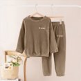 thumbnail image 2 of Gerichy Fleece Pajamas for Toddler Girls Boys Winter Furry Outfits Crewneck Sweatshirt + Pants Fuzzy Pajama Set Soft Plush Clothes 2T-12T, 2 of 4