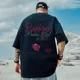 thumbnail image 5 of Camiseta con gráfico de letras góticas y rosas de verano para hombre, camiseta de algodón de manga corta a la moda de hip hop, camisetas con estampado de ropa urbana Y2K de gran tamaño, 5 of 5