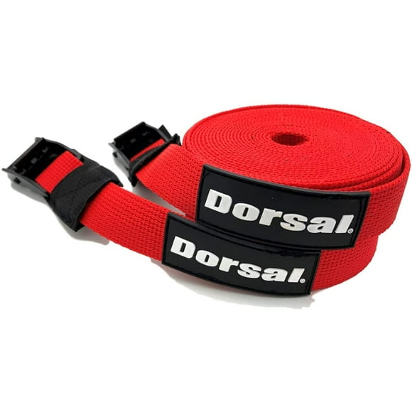 Dorsal Tie Down Straps for Roof Rack Pads Crossbars Holds Surfboards Kayaks Canoes Paddleboards Nylon 15' Feet Red