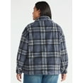 thumbnail image 4 of Terra & Sky Women's Plus Size Cozy Button Front Shacket with Long Sleeves, Sizes 0X-5X, 4 of 5