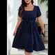 thumbnail image 5 of Vestido Elegante de Talla Grande con Lunares Retro, Cuello Cuadrado y Lazo en la Cintura para Mujer Azul Oscuro XXL, 5 of 9