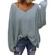 thumbnail image 2 of Suéter Holgado de Punto de Larga con Cuello en V para Mujer Azul Agua M, 2 of 5