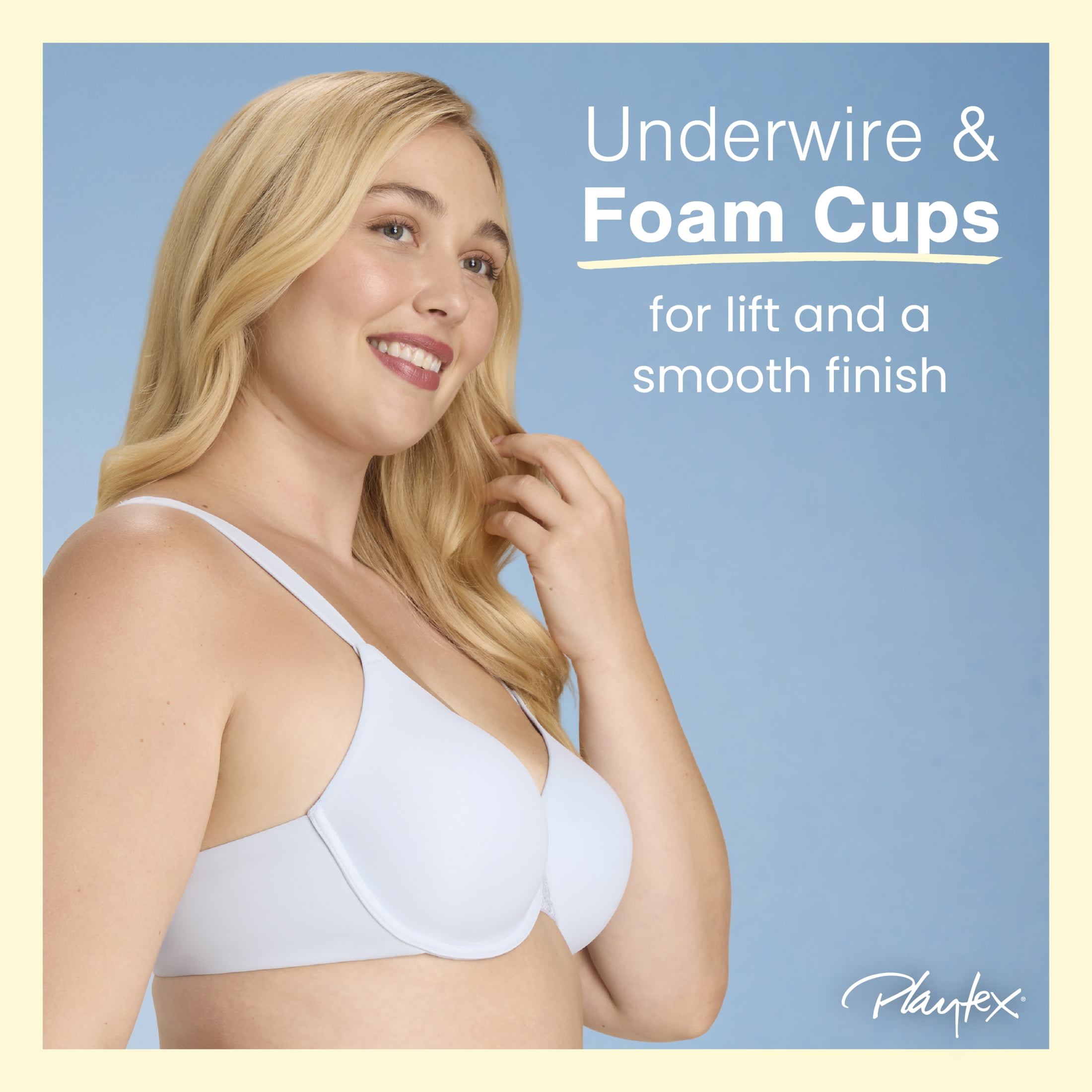 Playtex Women's Smoothing T-Shirt Underwire Bra, Moisture Wicking (Plus Sizes)