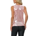 thumbnail image 3 of INSPIRE CHIC Metallic Tank Top for Women's Sleeveless Club Party Shiny Shirt S Rose Pink, 3 of 6