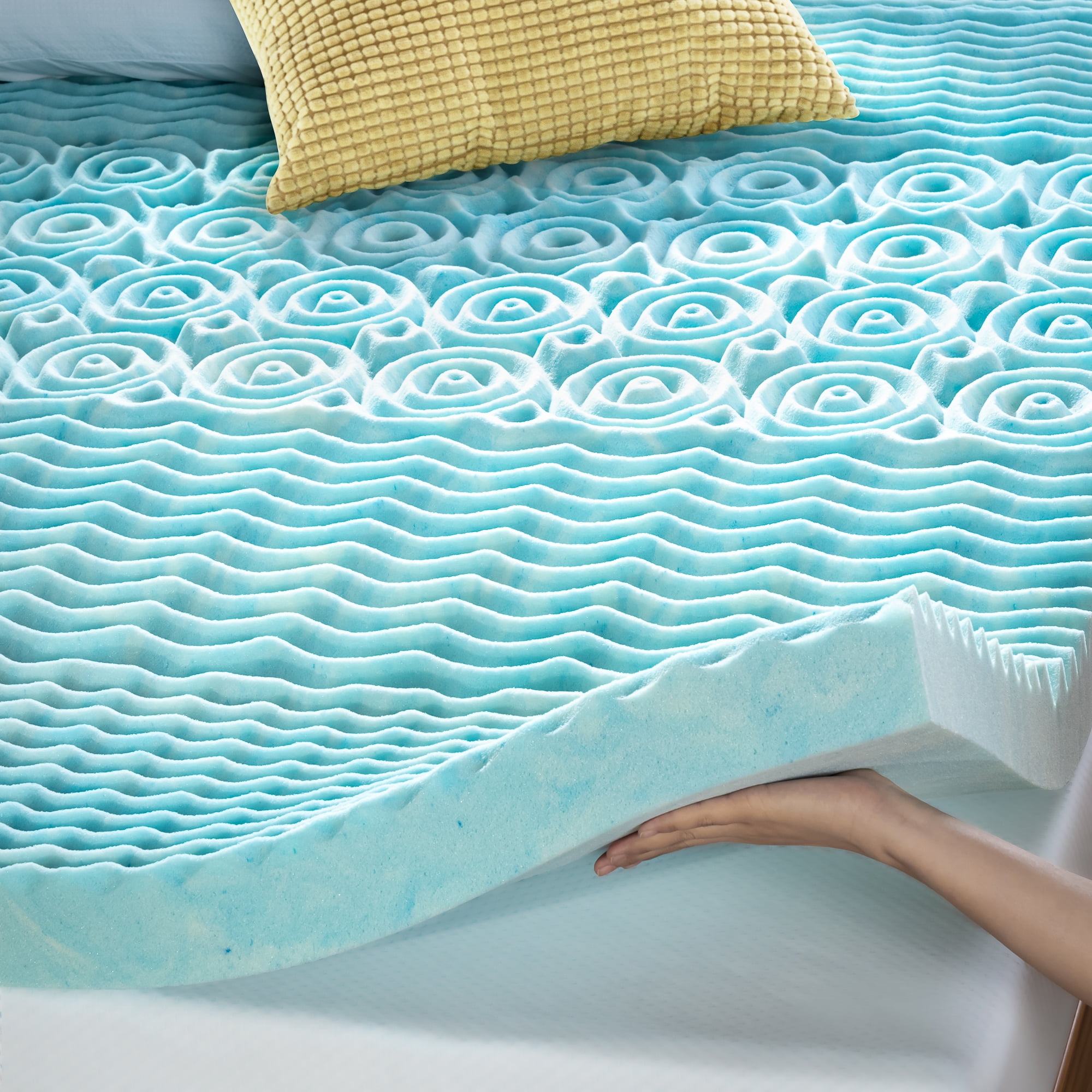 Zinus Spa Sensations 2" Green Tea Gel Memory Foam Zoned Support Mattress Topper, Full