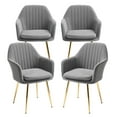 thumbnail image 2 of HOMHUM Accent Arm Chairs Upholstered Velvet Dining Chairs Set of 4, Golden Legs, Indoor, Gray, 2 of 7