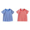 thumbnail image 1 of (2-Pack) Rinsvye Kids Striped Short Sleeve T Shirt Unisex Design Top And Girls Basic Yet Stylish Item For Wardrobe Layering Or Standalone Wear Soft Comfortable Fit, 1 of 7