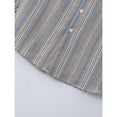 thumbnail image 5 of ohmzyzo Men's Vertical Striped Dress Shirt Cotton Linen Button Down Top Lapel Collar Long Sleeve Blouses for Men Slim Fit Colorblocked Top 3XL, 5 of 8