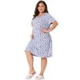 thumbnail image 3 of DARING DIVA Women's Plus Short Sleeve Round Neck Sleepwear 1X Light Blue, 3 of 6