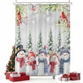 thumbnail image 2 of Red Blue Christmas Snowman Shower Curtain, Green Xmas Tree Winter Cardinal Waterproof Fabric Shower Curtains with 12 Hooks, Bathroom Curtain Set for Bathroom Accessories Decor, 48 x 72 Inches, 2 of 9