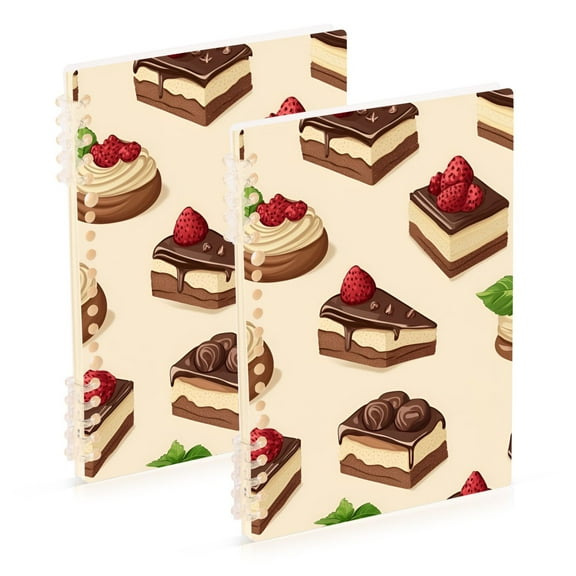 FORMRS 1-Subject Spiral Notebook 8" x 5" College Ruled 60 Refillable Sheet, 2 Pack, Strawberry Cake