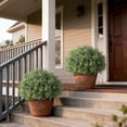 thumbnail image 2 of 2 Sets Artificial Rosemary Topiary Ball Trees for Front Door -  Faux Outdoor Greenery Potted Plants, 2 of 8