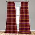 thumbnail image 4 of Ambesonne Orange and Pink Curtains, Houndstooth Modern, Pair of 28"x95", Seal Brown and Magenta, 4 of 4