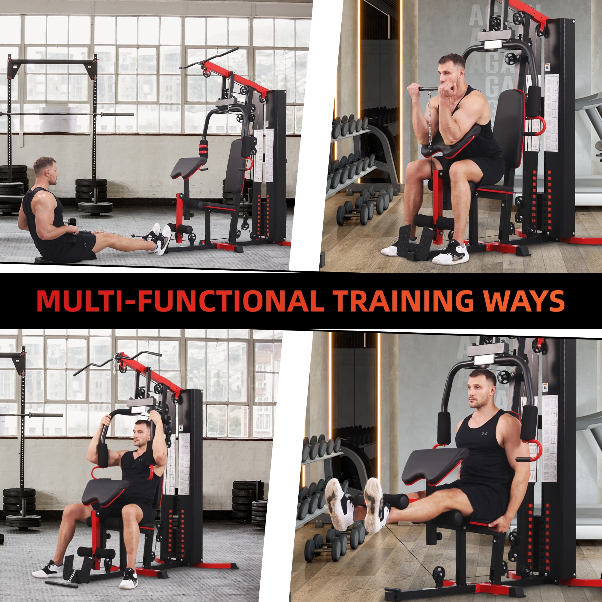 Signature Fitness LX750/LX760 Multifunctional Home Gym Trainer – Full-Body Workout Station with 122.5LB Weight Stack, Includes Installation Video