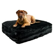 Bessie and Barnie Serenity Black Luxury Extra Plush Faux Fur Rectangle Pet/Dog Bed
