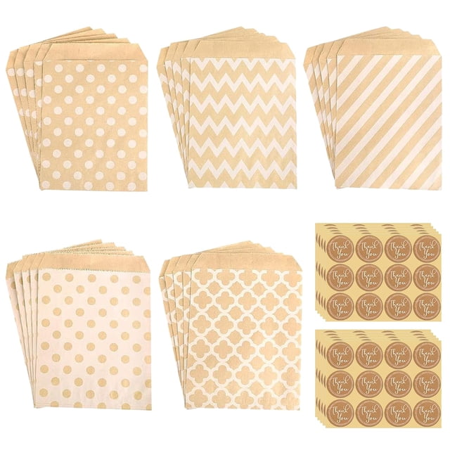 Paquete de 100 bolsas de papel Kraft de Elvielsl, 13 x 18 cm, color marrón