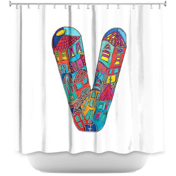 Shower Curtains 70" x 73" from DiaNoche Designs by Dora Ficher - Alphabet Letter V