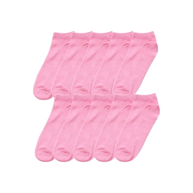INSPIRE CHIC Women's 10 Pairs Stretch Breathable Cuffs Low Cut Ankle Socks XX-Small Pink