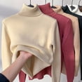 thumbnail image 3 of Suéter de cuello alto de invierno para mujer, suéter elegante de terciopelo grueso con forro, suéter cálido de punto, tops ajustados, jersey de punto, jersey nuevo, 3 of 5