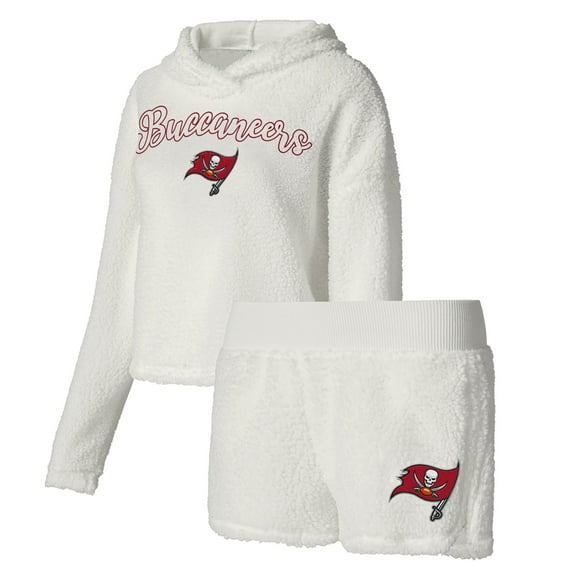 Women's Concepts Sport  White Tampa Bay Buccaneers Fluffy Pullover Sweatshirt & Shorts Sleep Set