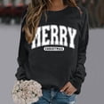 thumbnail image 2 of Bibifish Women Graphic Christmas Sweatshirts Relaxed Fit Streetwear Merry Christmas Letter Print Long Sleeve Pullover Tops, 2 of 6