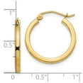 thumbnail image 2 of 10k Solid Yellow Gold 2mm Square Tube Hoop Earrings 20mm Long 2mm Thick Hoop Earring for Women, 2 of 2