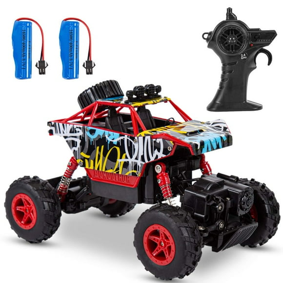 1 20 Camion Monstre RC Crawler 2,4 g 4RM Tout-Terrain RC Crawler Véhicule Tout-Terrain Rechargeable Voiture Électrique Jouet pour Enfants Adultes Rouge