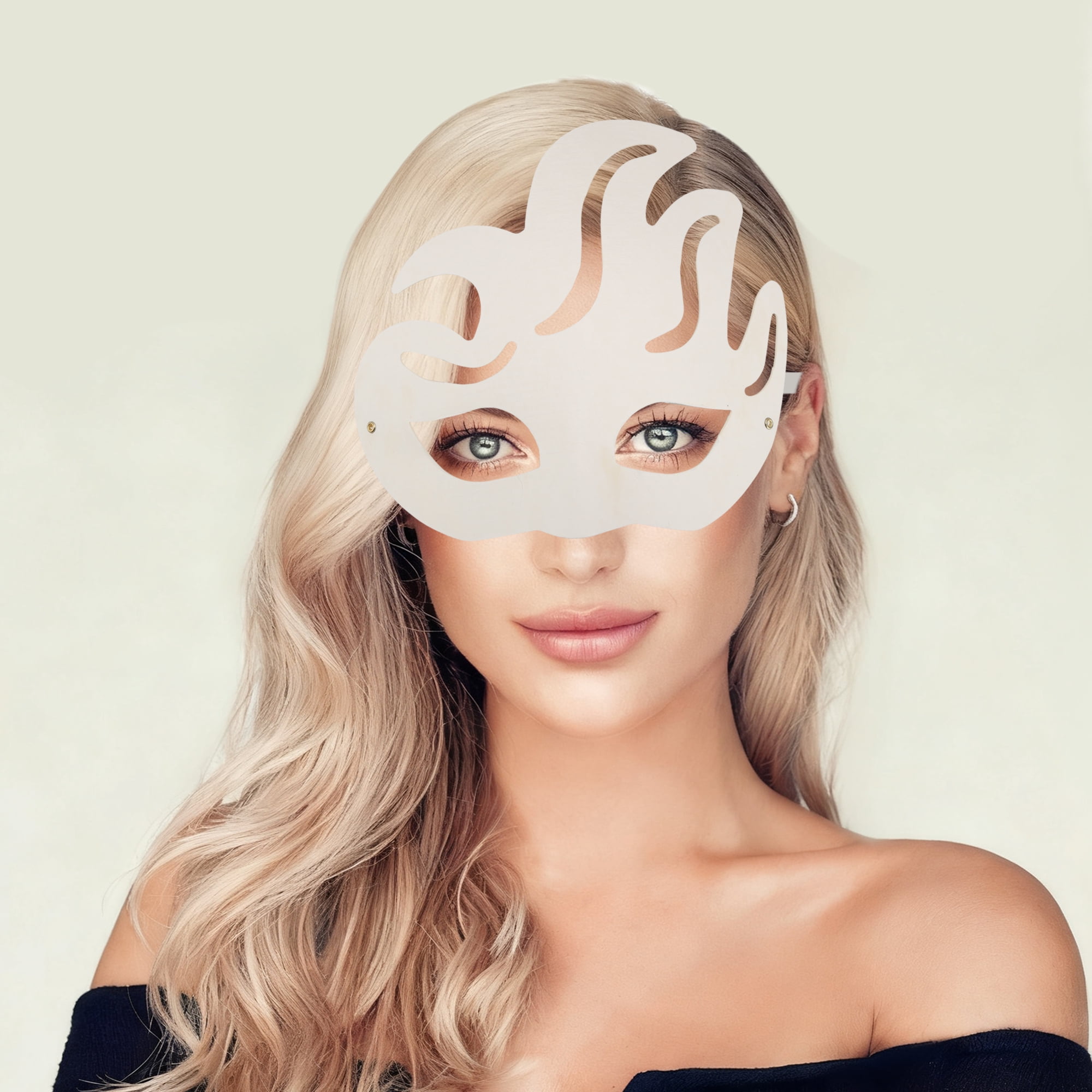Unique Bargains 1 Pack Elegant Hand-Painted Party Mask White Pattern 18