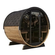 SaunaLife Model EE8G Sauna Barrel ERGO Elegance Series Sauna Barrel 79"L x 91"D Glass Front, 6-Person