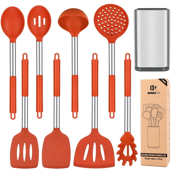 Juego de utensilios de cocina Bundlepro de silicona, 8 piezas, resistentes al calor