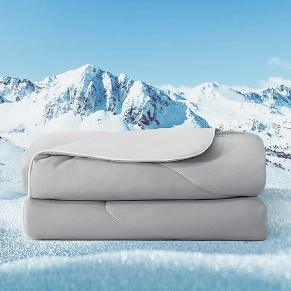Bedtter Cooling Comforter Full/Queen, Sorona and Tencel Filling Cold Touch Fabric Cooling Blanket for Night Sweats Hot Sleeper, Double-Sided Cool Design Summer Breathable Comforter, 90"x90", Gray