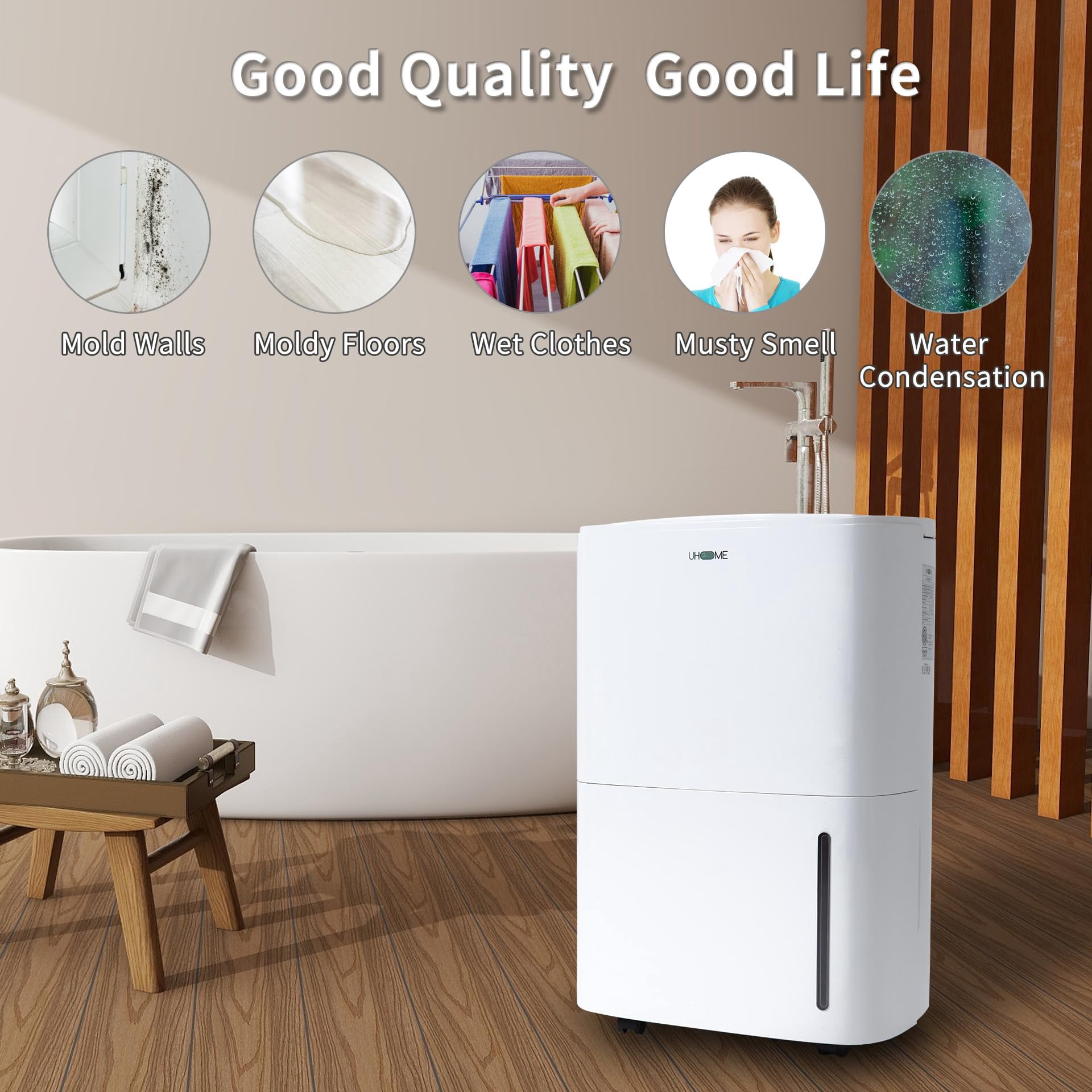 Uhome 150 Pints 7000 Sq. Ft Dehumidifier in White with Pump White
