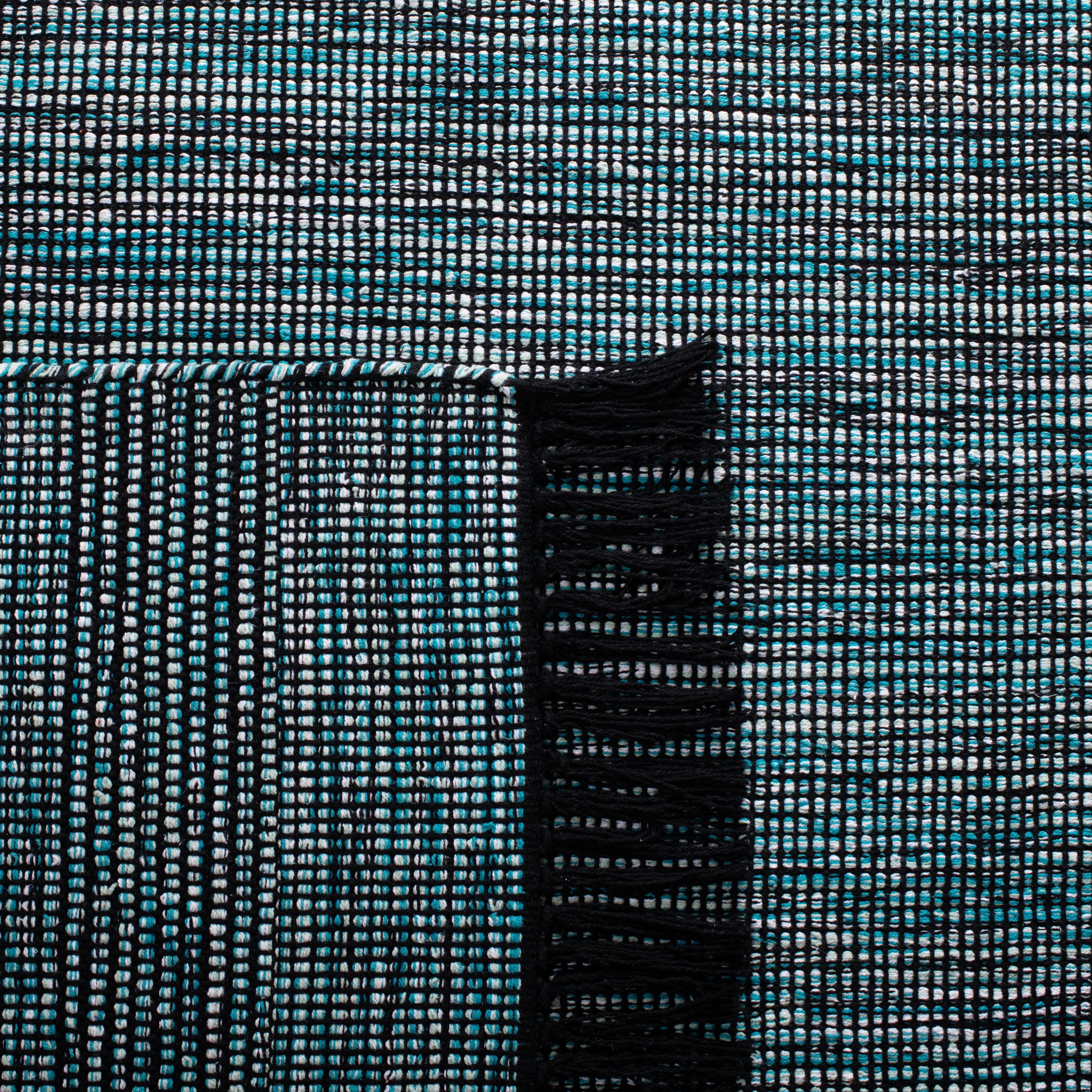 SAFAVIEH Montauk Kelsey Distressed Cotton Area Rug, Turquoise/Black, 3' x 5'